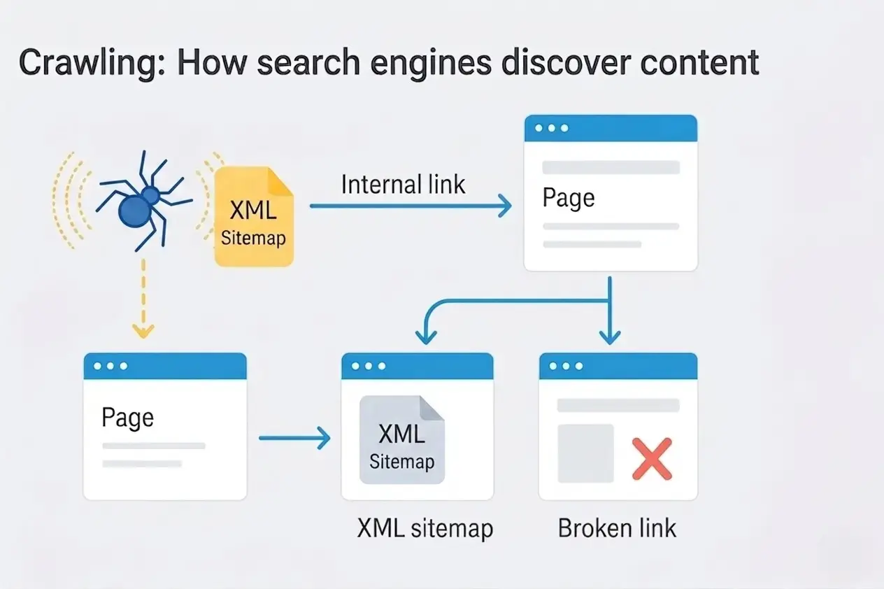 search engine crawling process diagram for seo beginners guide
