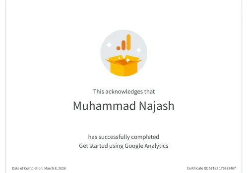 Google Certified Digital Marketing Certificate issued by Google for digital marketing expertise