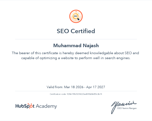 HubSpot Certified SEO Professional Certificate
